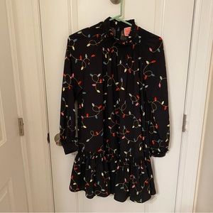 Kate Spade Christmas lights long sleeve dress XS